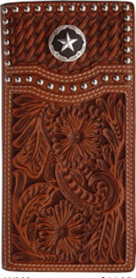 3D Belt Company W283 Tan Wallet with Basketweave Trim with Star Concho